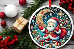 Round Christmas Ornament Sublimation|Clipart Product Image 1