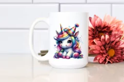 Colorful Baby Unicorn with Party Hat Product Image 2
