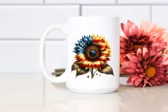 Vibrant Sunflower with USA Flag Colors | Sublimation Clipart Product Image 2