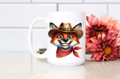 Watercolor Fox Big Eyes With Hat Bandana | Clipart Product Image 2