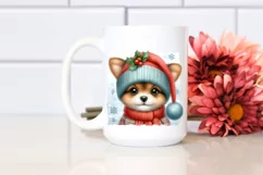 Cute Baby Dog Dressed for Christmas PNG Product Image 2