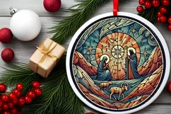 Round Christmas Ornament Sublimation|Clipart Product Image 1
