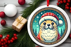 Round Christmas Ornament Sublimation|Clipart Product Image 1
