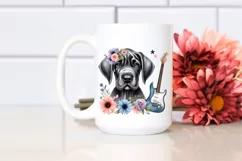 Baby Great Dane as Rock Star | Sublimation Clipart Product Image 2