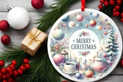 Round Christmas Ornament Sublimation|Clipart Product Image 2