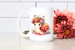 Watercolor Snail Flower Crown | Sublimation Clipart Product Image 2