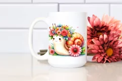Watercolor Snail Flower Crown | Sublimation Clipart Product Image 2