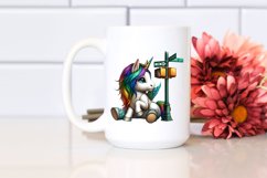 Colorful Baby Unicorn at Street Corner, PNG Product Image 2
