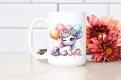 Cute Baby Unicorn Winking Balloons Clipart Product Image 2