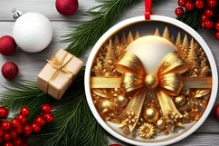 Round Christmas Ornament Sublimation|Clipart Product Image 2