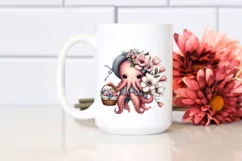 Boho Baby Octopus with Magnolia on White Background | Product Image 2