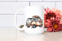 Vintage Campervan with USA Flag | Clipart Product Image 2