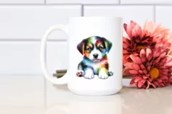 Colorful Puppy Watercolor White | Sublimation | Clipart Product Image 2