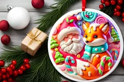 Round Christmas Ornament Sublimation|Clipart Product Image 2