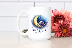 Whimsical Snail on Moon with Hanging Stars | Sublimation | Product Image 2