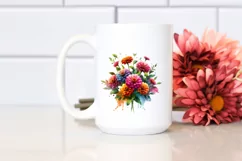 Colorful Zinnia Bouquet | Sublimation | Clipart Product Image 2
