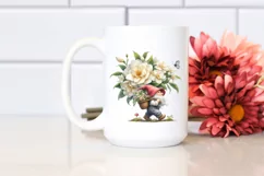 Detailed Watercolor Gnome with Gardenia Bouquet Product Image 2