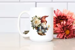 Detailed Watercolor Gnome with Gardenia Bouquet Product Image 2