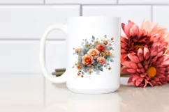 Colorfull Washed Watercolor Orange Rose | Sublimation Product Image 2