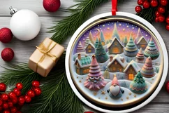 Round Christmas Ornament Sublimation|Clipart Product Image 2