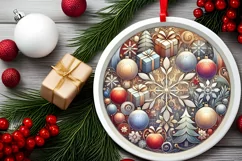 Round Christmas Ornament Sublimation|Clipart Product Image 1