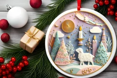 Round Christmas Ornament Sublimation|Clipart Product Image 2