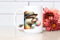 Colorful Otter with Hat and Chewing Gum | Clipart Product Image 2