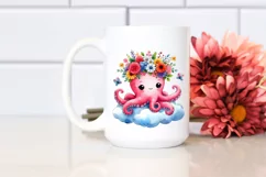 Vibrant Octopus with Flower Crown PNG Product Image 2