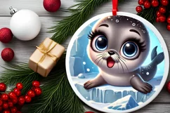 Round Christmas Ornament Sublimation|Clipart Product Image 1