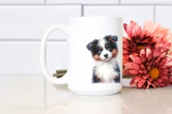 A Cute Watercolor Border Collie, White Background Product Image 2