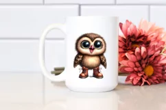 Watercolor Baby Owl with Big Eyes and Boots Product Image 2
