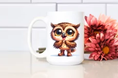 Watercolor Baby Owl with Big Eyes and Boots Product Image 2
