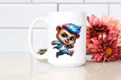 Running Baby Bear with Cool Haircut PNG Product Image 2
