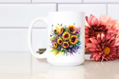 Vibrant Drawing with Sunflowers PNG Product Image 2