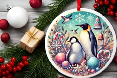 Round Christmas Ornament Sublimation|Clipart Product Image 1