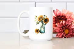 Colorful Watercolor Bottle Sunflower | Sublimation Clipart Product Image 2