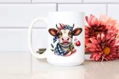 Funny Cow in USA Flag Colors | Clipart Product Image 2
