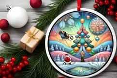Round Christmas Ornament Sublimation|Clipart Product Image 1
