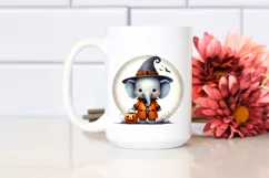 Cute Baby Elephant on Moon Halloween PNG Product Image 2