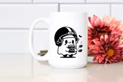 Football Helmet Ghost with Coffee, Simple PNG Product Image 2