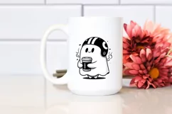 Football Helmet Ghost with Coffee, Simple PNG Product Image 2