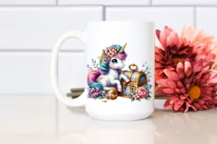 Colorful Baby Unicorn with Treasure Chest, Transparent PNG Product Image 2