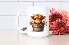 Baby Highland Cow with Flowers PNG Product Image 2