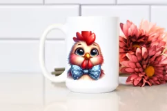 Watercolor Funny Baby Rooster Portrait With Bow | Clipart Product Image 2