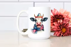 Cow Cow Portrait with Party Hat Clipart Product Image 2