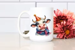 Cow Cow Portrait with Party Hat and Scarf Product Image 2