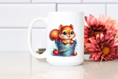 Colorful Smiling Baby Squirrel in Bucket | Sublimation | Product Image 2