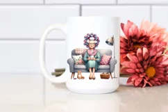 Watercolor Lady Mug Hair Curlers | Sublimation Clipart Product Image 2
