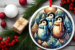Round Christmas Ornament Sublimation|Clipart Product Image 1