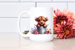 Baby Highland Cow with Flowers PNG Product Image 2